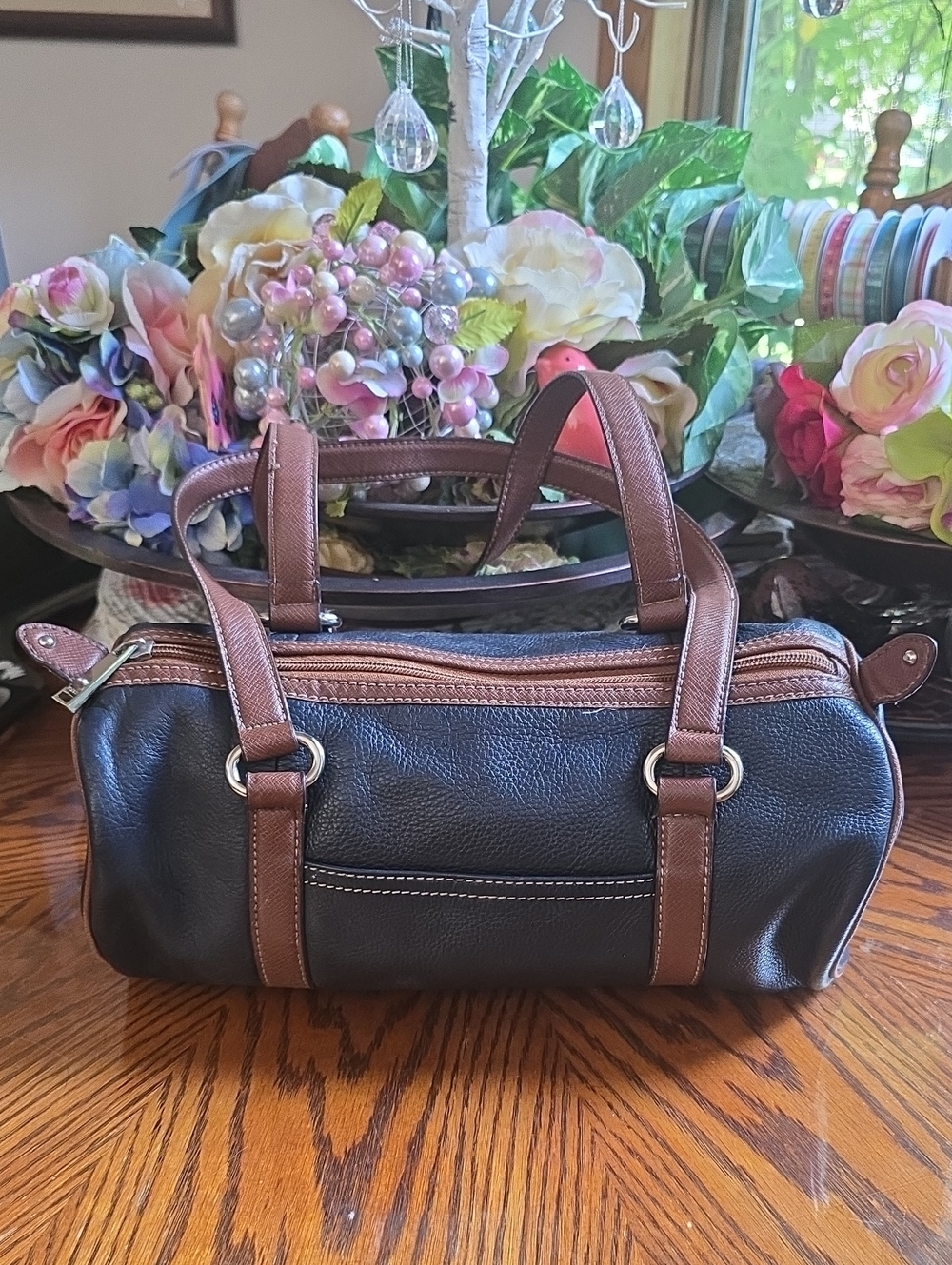 Tignanello Leather Cylinder Shaped Handbag